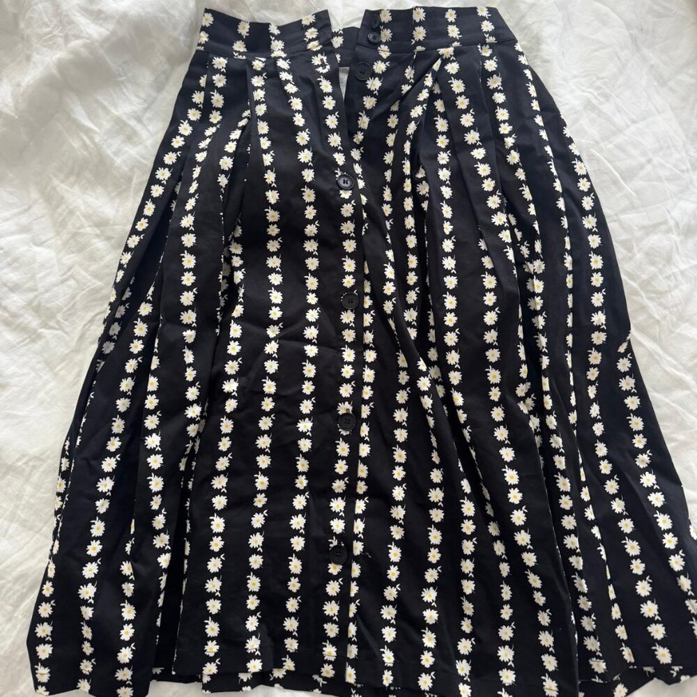 Maje Floral-print Pleated Stretch-cotton Skirt In Printed